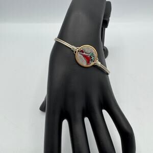 Luca + Danni Red Cardinal Bangle Bracelet Silver Tone Symbolic